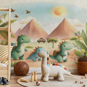 Carta da parati con dinosauri per la cameretta dei bambini, stile Freddy 3