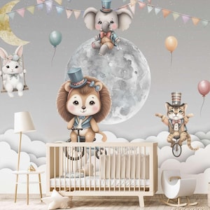 Space wallpaper for children&#39;s rooms, animals in space 1