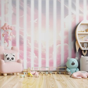 Carta da parati a righe per camerette per bambini Emily Design 3