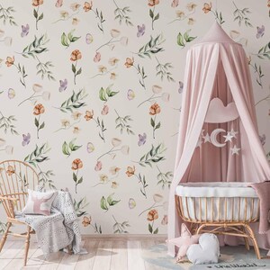 Papier peint fleuri pour chambre d'enfant, Rachel Style 2