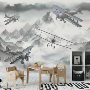 Airplane wallpaper for a children&#39;s room, Tommy Style.