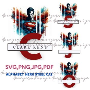 Monogramma diviso, lettera divisa, alfabeto per Cricut, iniziale regale, design di caratteri, corsivo, disponibile in SVG, PNG, PDF, JPG - Superhero Steel CA1