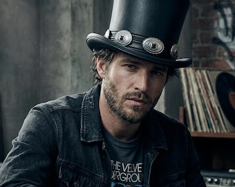 Läderhatt Svart Rockstjärna Klassisk Slash-stil För Unisex