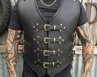 Buffalo Leather Biker Vest Australian Club Style Motorcycle Cut Handgjord Herr Ridväst Specialdesignad