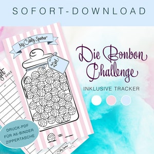 Candy Sparable Challenge with Tracker | print version | For your A6 zip pocket Budget Binder | Budget Planner | envelope method