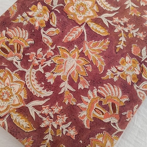 Indian Floral Cotton Block Print Fabric by the Yard, Hand Block Print Fabric, Hand Block Fabric, Hand Printed Fabric