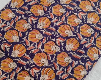 Indian Floral Cotton Block Print Fabric by the Yard, Hand Block Print Fabric, Hand Block Fabric, Hand Printed Fabric