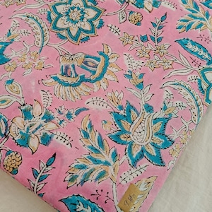 Indian Floral Cotton Fabric: Hand Block Print, Soft Cotton By The Yard