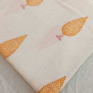 Indian Floral Cotton Fabric: Hand Block Print by the Yard