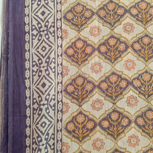 Dusty Purple Floral Block Print Cotton Sarong Pareo, Hand Printed Beach Wrap, Slow Fashion Resort Coverup, Boho Skirt image 4