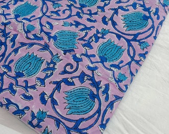 Indian Floral Cotton Block Print Fabric by the Yard, Hand Block Print Fabric, Hand Block Fabric, Hand Printed Fabric