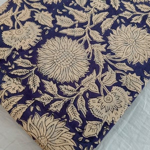 Indian Floral Cotton Block Print Fabric by the Yard, Hand Block Print Fabric, Hand Block Fabric, Hand Printed Fabric