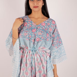 Block Print Baumwolle Kaftan, Kaftan für Frauen, Kaftan für Frauen Plus Größe, Strandbekleidung für Frauen, Umstandskleid, Strand Cover Up