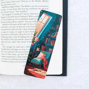 Cute library bookmark - Cozy reading space bookmark - Book lover gift - Fantasy reader gift - id0078