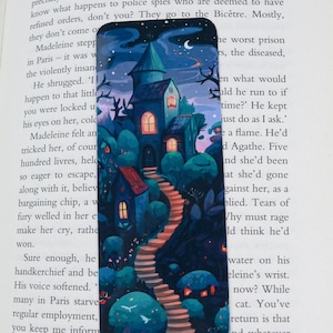 Cute Halloween bookmark  -  Spooky house bookmark - Dark academia - Book lover gift - Fall bookmark - id0363