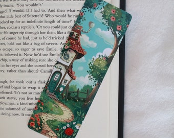 Cute cottage core bookmark - Cozy reading bookmark - Book lover gift - Fantasy reader gift - id0096