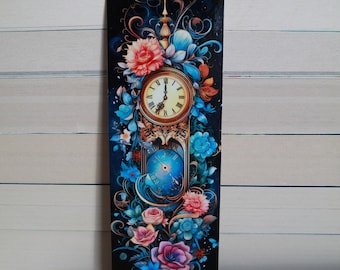 Cute fantasy bookmark - Magical clock with flowers - Book lover gift - Fantasy reader gift - id0011