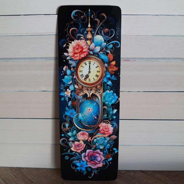 Marque-page fantaisie mignon - Horloge magique avec fleurs - Cadeau pour amoureux des livres - Cadeau lecteur fantaisie - id0011