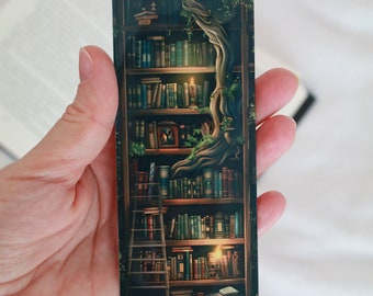 Cute fantasy bookmark - Whimsical magic library bookmark - Dark academia bookmark - Book lover gift - Fantasy reader gift - id0076