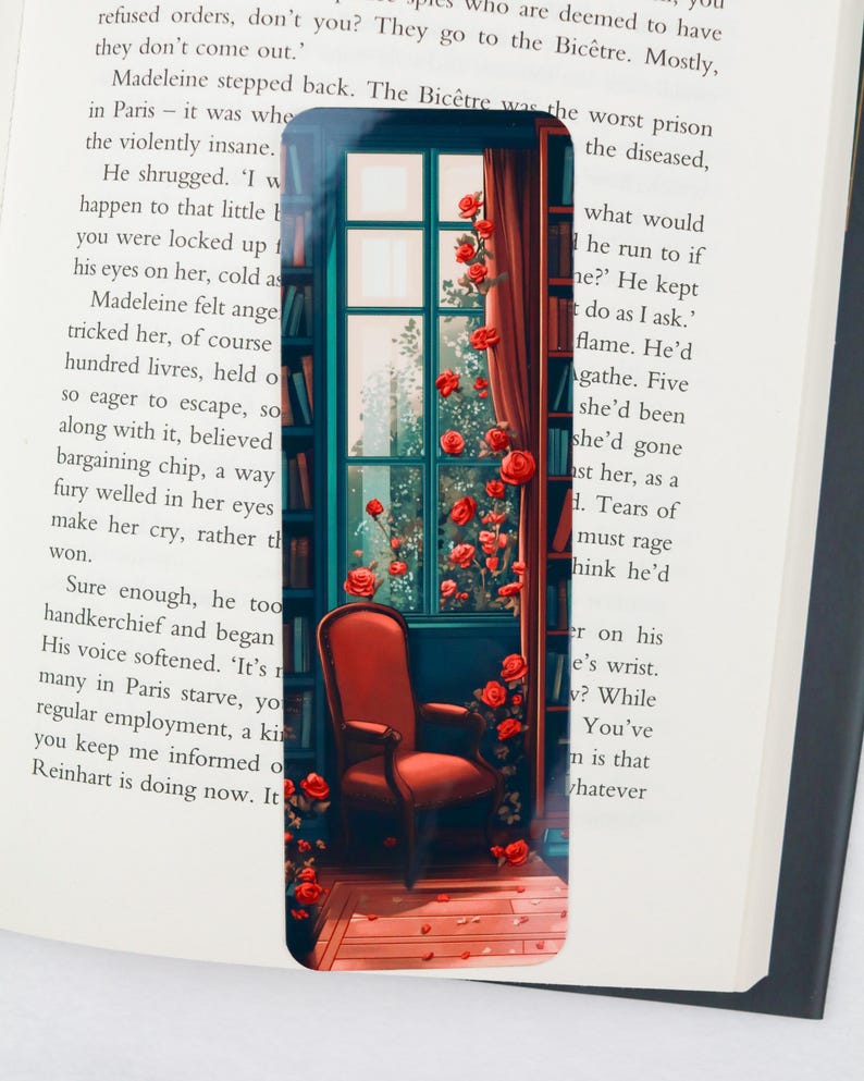 Cute Spring Bookmark - Cozy Reading Space Interior Bookmark - Book ...