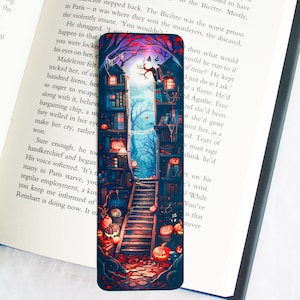 Cute Halloween magical library bookmark  -  Spooky season bookmark - Book lover gift - Fall bookmark - id0160