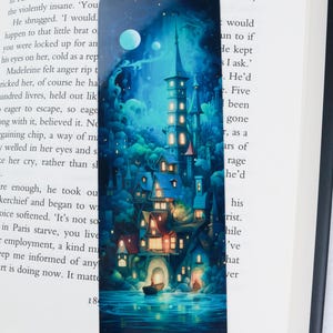 Fantasy city bookmark - Cute whimsical bookmark - Book lover gift - Fantasy reader gift - id0292