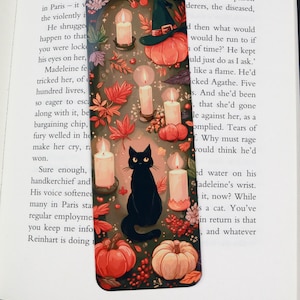Cute Halloween bookmark  -  Witchy cat spooky season bookmark - Book lover gift - Fall bookmark - id0322