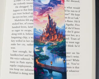 Cute summer bookmark - Fantasy city bookmark - Book lover gift - Fantasy reader gift - id0317