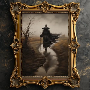 Gothic Witch Art Print: Victorian Halloween Wall Decor