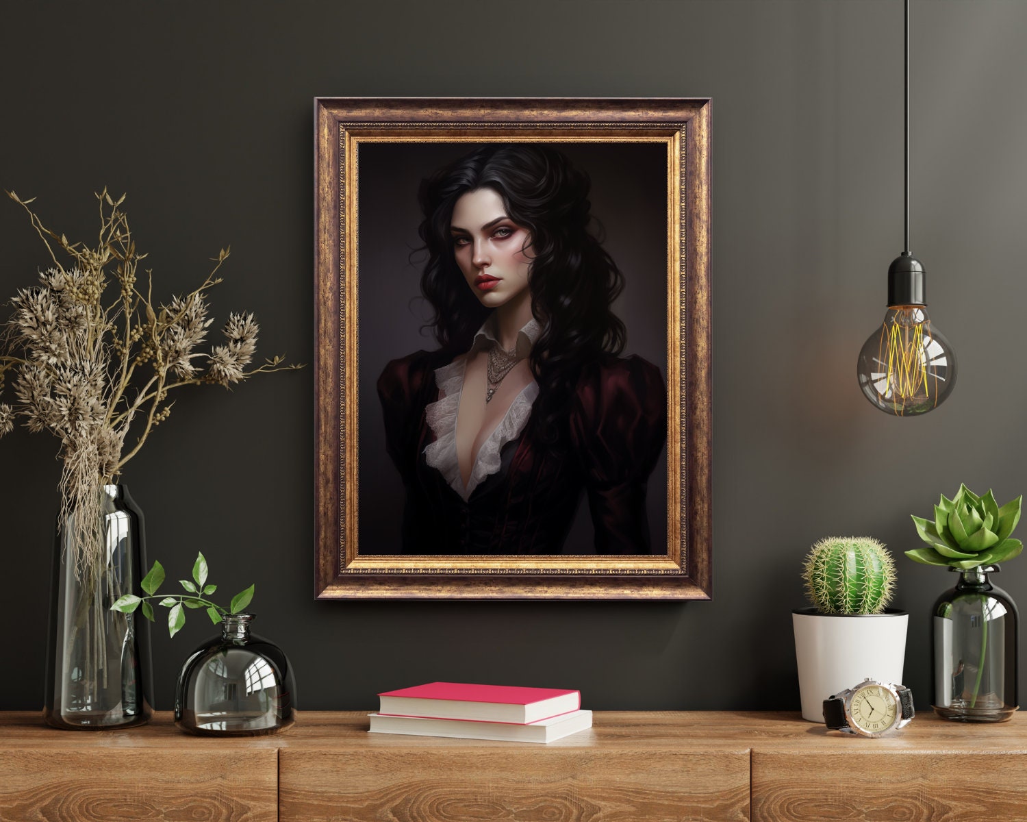 Elegant Female Vampire Art, Dark Academia Decor, Gothic Wall Art ...