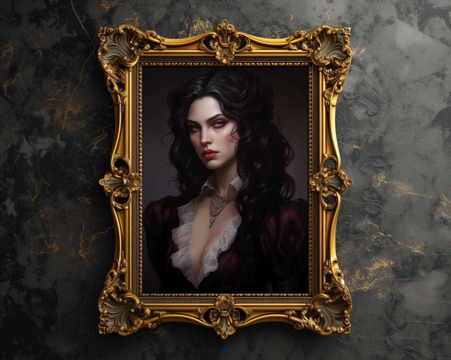 Elegant Female Vampire Art, Dark Academia Decor, Gothic Wall Art ...