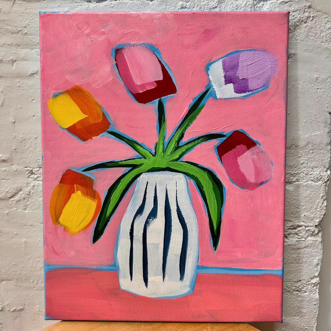 Original Tulip Acrylic Painting on Canvas, Floral Wall Art (11x14) - Etsy