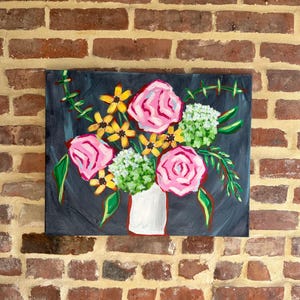 Flower Original Acrylic Painting on Canvas, Floral Design, Original Flower Art, Flower Wall Art, Flower Artwork