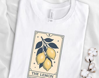 The Lemon-shirt, vintage botanisch citroent-shirt, tarotfruit grafisch shirt, esthetic citrus T-shirt, leuk zomercadeau voor haar, citrusvrucht