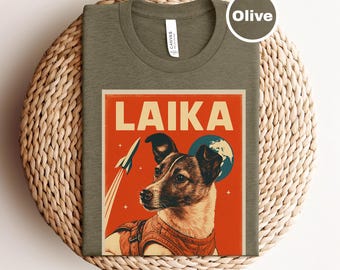 Space Dog Laika Shirt, Laika Vintage Graphic Tshirt, Space Lover Tee Shirt, Retro Laika Dog, Space Race Shirt, USSR Dog Poster Tee