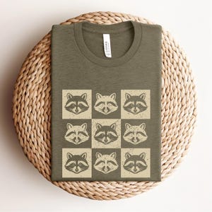 Retro Raccoon Shirt, Vintage Raccoon Print Tee, Animal Face Graphic T-Shirt, Woodland Wildlife Shirt, Rustic Nature Gift for Animal Lovers