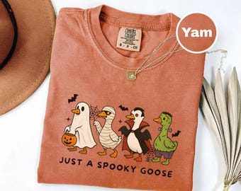 Just A Spooky Goose Shirt, Funny Halloween Goose Tshirt, Cute Ghost Duck Tee, Spooky Goose Tee, Fall Animal Shirt, Halloween Gift T-shirt