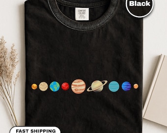 Solar System Shirt Comfort Colors, Minimalist Planets T-Shirt, Planet Alignment Graphic Tee, Astronomy Space Lover Tee, Science Teacher Gift