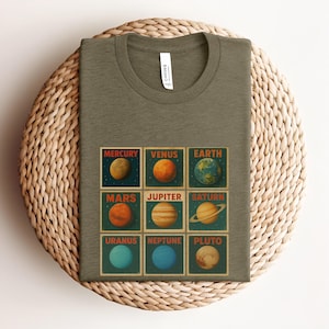 Planet Graphic Shirt, Vintage Solar System T-Shirt, Retro Space Card Design, Science Nerd Gift, Astronomy Aesthetic Shirt, Planets Gift