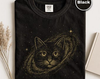 Celestial Cat Shirt, Space Cat, Galaxy Catromeda Tee, Mystical Cat Tshirt, Gift for Cat Lovers, Cosmic Cat Tee, Cat Mom Gift