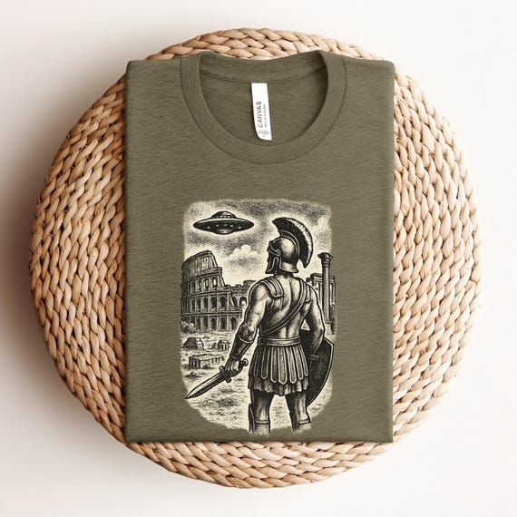 Ancient Aliens Shirt, Roman Gladiator UFO T-Shirt, Vintage Colosseum Sci-Fi Tee, Alien Roman Soldier Shirt, Funny Ancient Astronauts Shirt