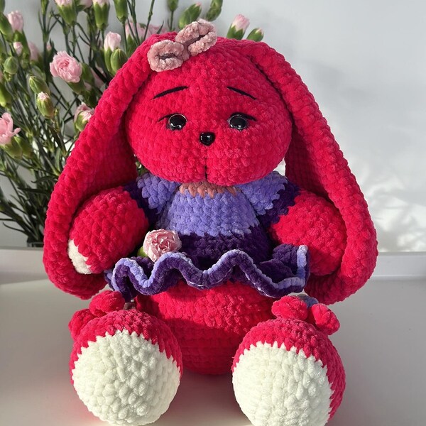 Christmas gifts toys, Cute Handmade Crochet Bunny, Christmas bunny stuffed toy, Bunny, Baby Bunny rabbit toys soft handmade, Plush Bunny