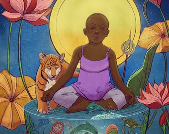 Meditation Wall Art Print - Serenity and Stillness with Meditating Child