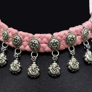 Necklase Chocker of Adjustable  Braided Cotton Thread  and Shree Ganesh Ji Pendents  all Around