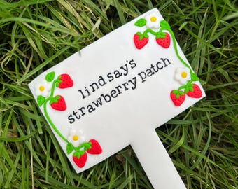 Strawberry patch sign personalised garden sign. Seed markers. Allotment sign. Kitchen garden sign. Garden stake. Garden decor gift.