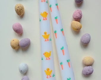 Easter spring handpainted taper candle. Eater spring decor. Easter Spring gift. Easter table spring tablescape.