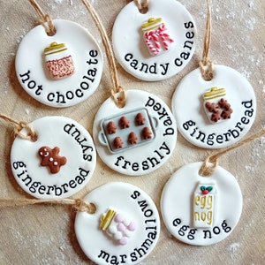 Hot chocolate station clay tags. Personalised hot chocolate labels. Handmade kitchen canister tags. Personalised jar labels. 4.5cm tags.