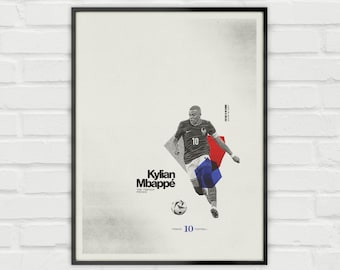 Kylian Mbappe Poster – France Minimalist Soccer Wall Art – Digital Download or Print