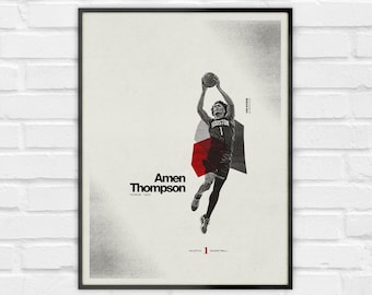 Amen Thompson Poster – Houston Rockets Minimalist NBA Basketball Wall Art – Digital Download or Print
