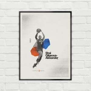 Shai Gilgeous-Alexander Poster – OKC Thunder Minimalist NBA Basketball Wall Art – Digital Download or Matte Paper Print